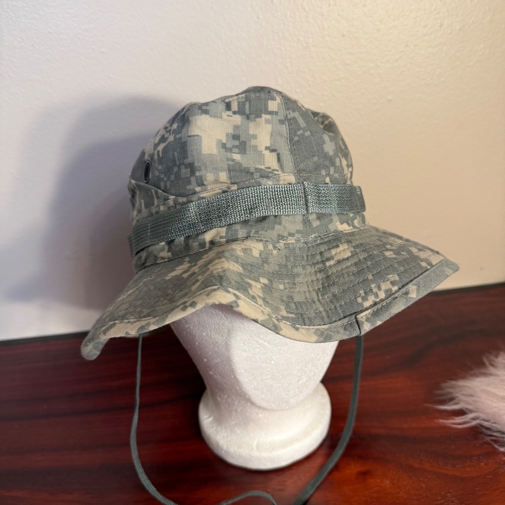 US Army Combat Uniform Sun Hat Type IV ACU Digital Camo Boonie Hat Size 7 1/4